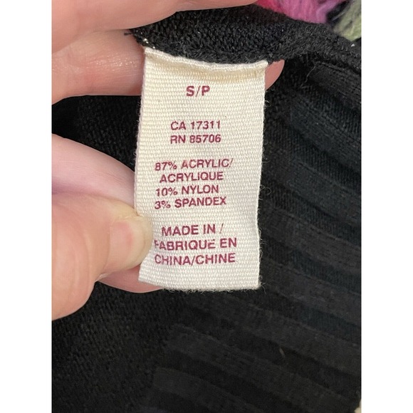 Buffalo By David Button Black Sweater Embroidered Flowers‎ Size Small - Picture 6 of 7